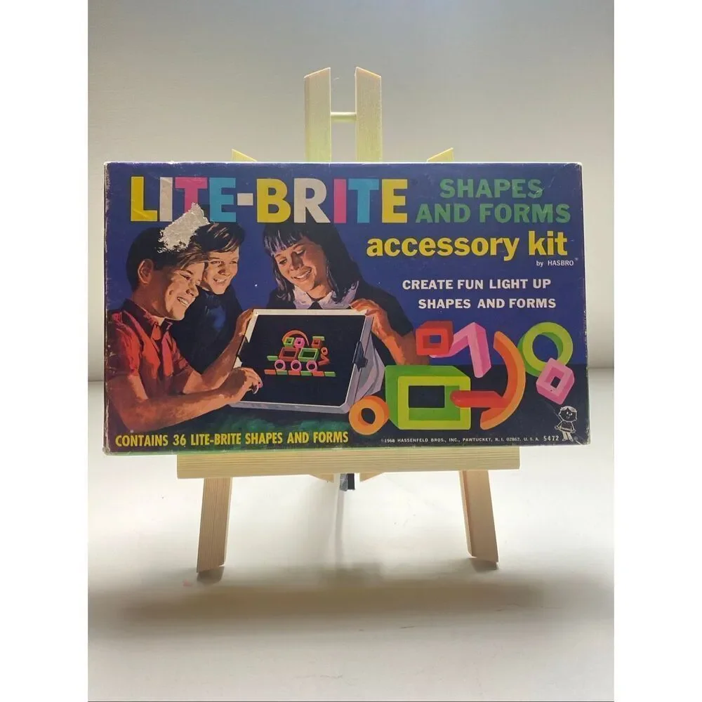 Vintage Lite-Brite Shapes & Forms Accessory Kit Hasbro 36pc w Box (Missing 1)